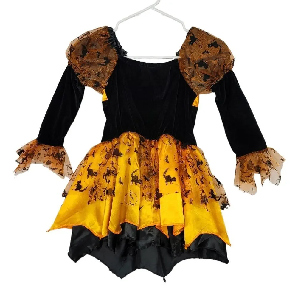 Orange & Black Girl Halloween Costume Size M